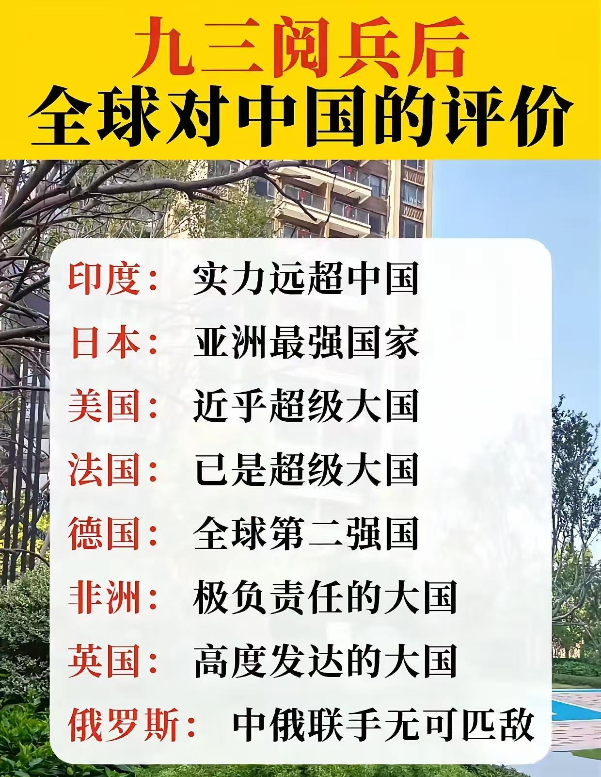 九三阅兵后的各方反应：印度：实力远超大国，日本：亚洲最强国家，美国：接近超