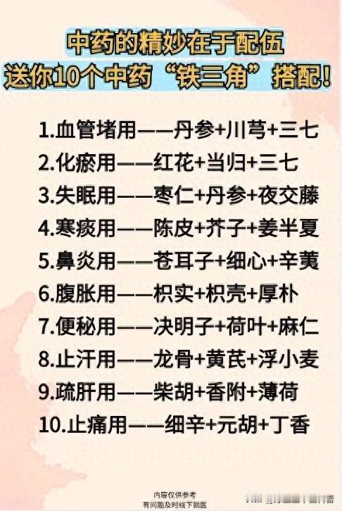 血管通、失眠消…中药“铁三角”搭配大公开！