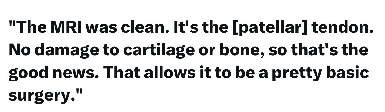 科尔在湾区博客WillardAndDibs分享了一些关于穆迪伤情的急需的好消息：