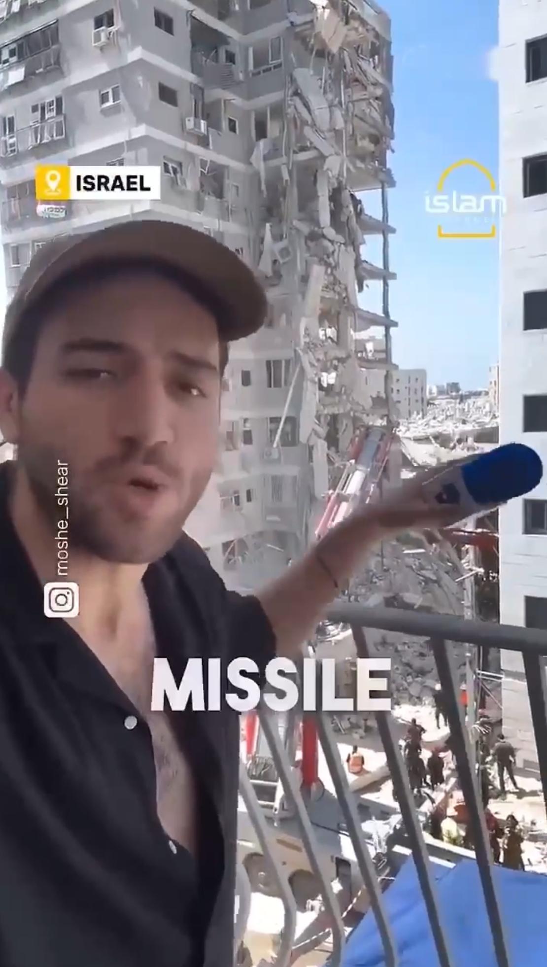 一位以色列人情绪激动的控诉：伊朗的弹道导弹摧毁了以色列特拉维夫以南海滨城市巴特亚