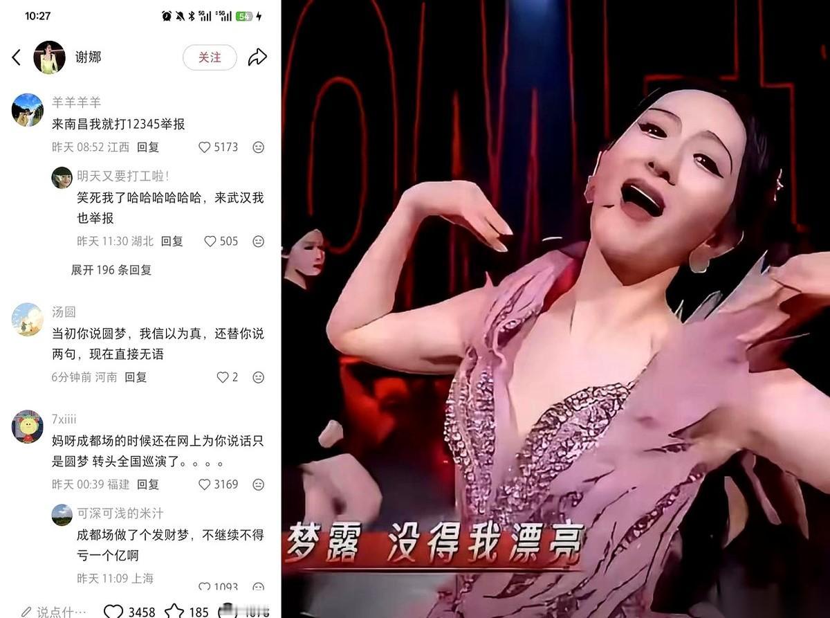 谢娜演唱会这事儿，最出圈的评论，已经不是说她“土”了。是一条冷静到发凉的留言，