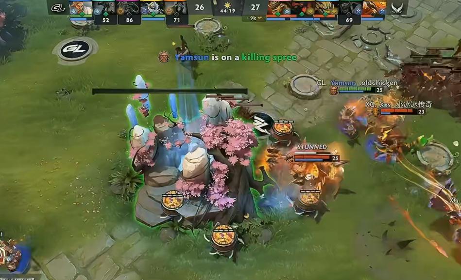 XG第二局战胜GL以平局结束了今天首个bo2，这把本以为是盘轻松的碾压速通局结果