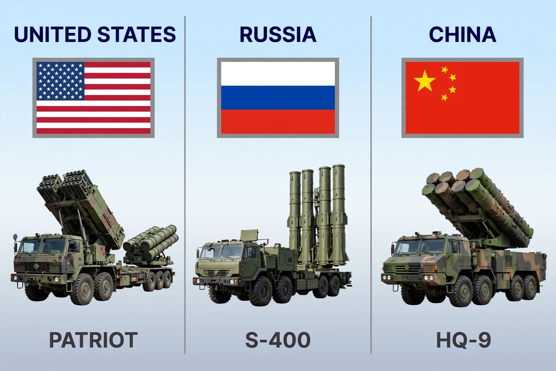 不少人总喜欢把爱国者、S-400、红旗9这三款主力远程防空系统摆在一起纸面比参数，其实这种对比本身就