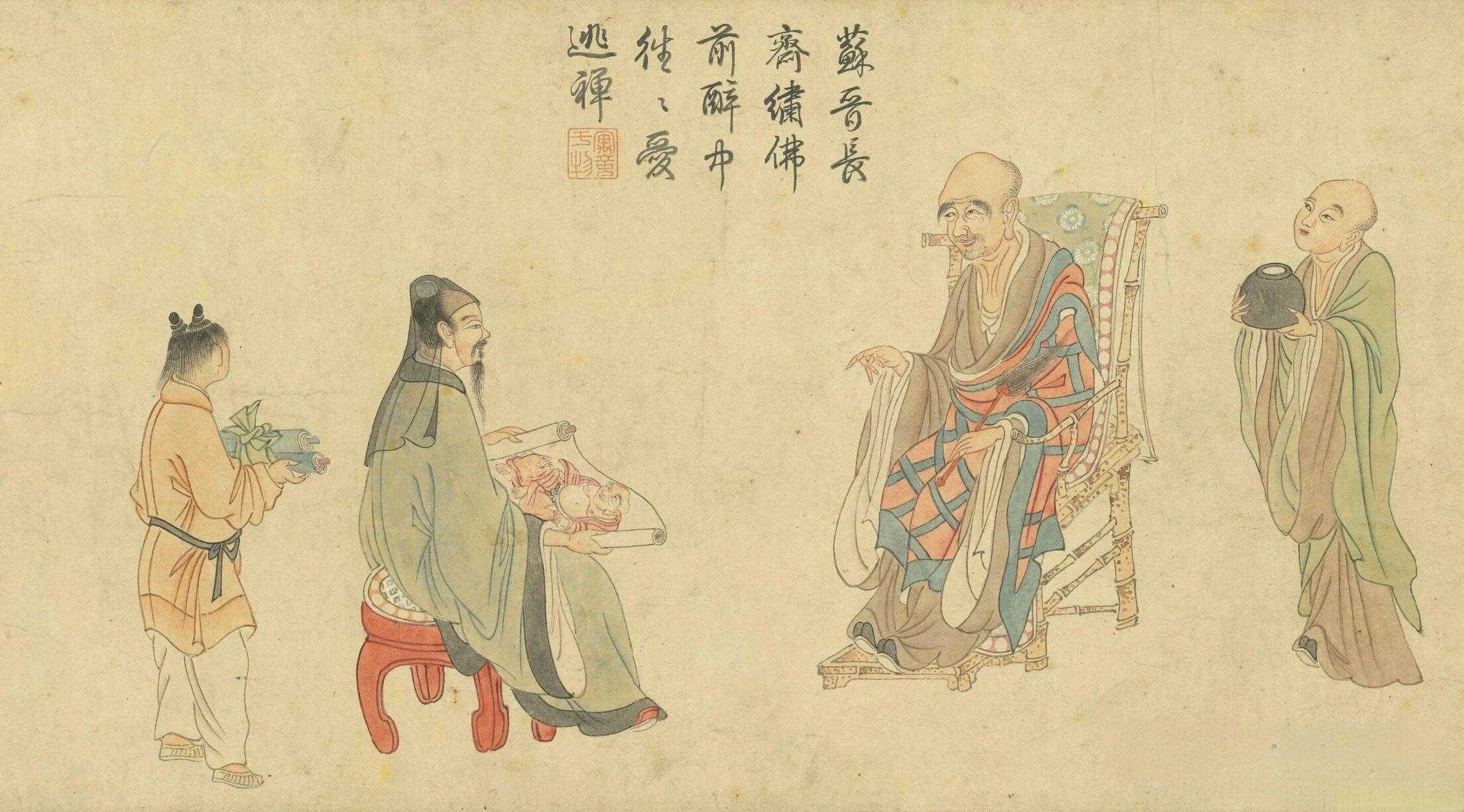 《饮中八仙图》卷，传为元代任仁发所作。这幅长卷以杜甫名篇《饮中八仙歌》为蓝本，生