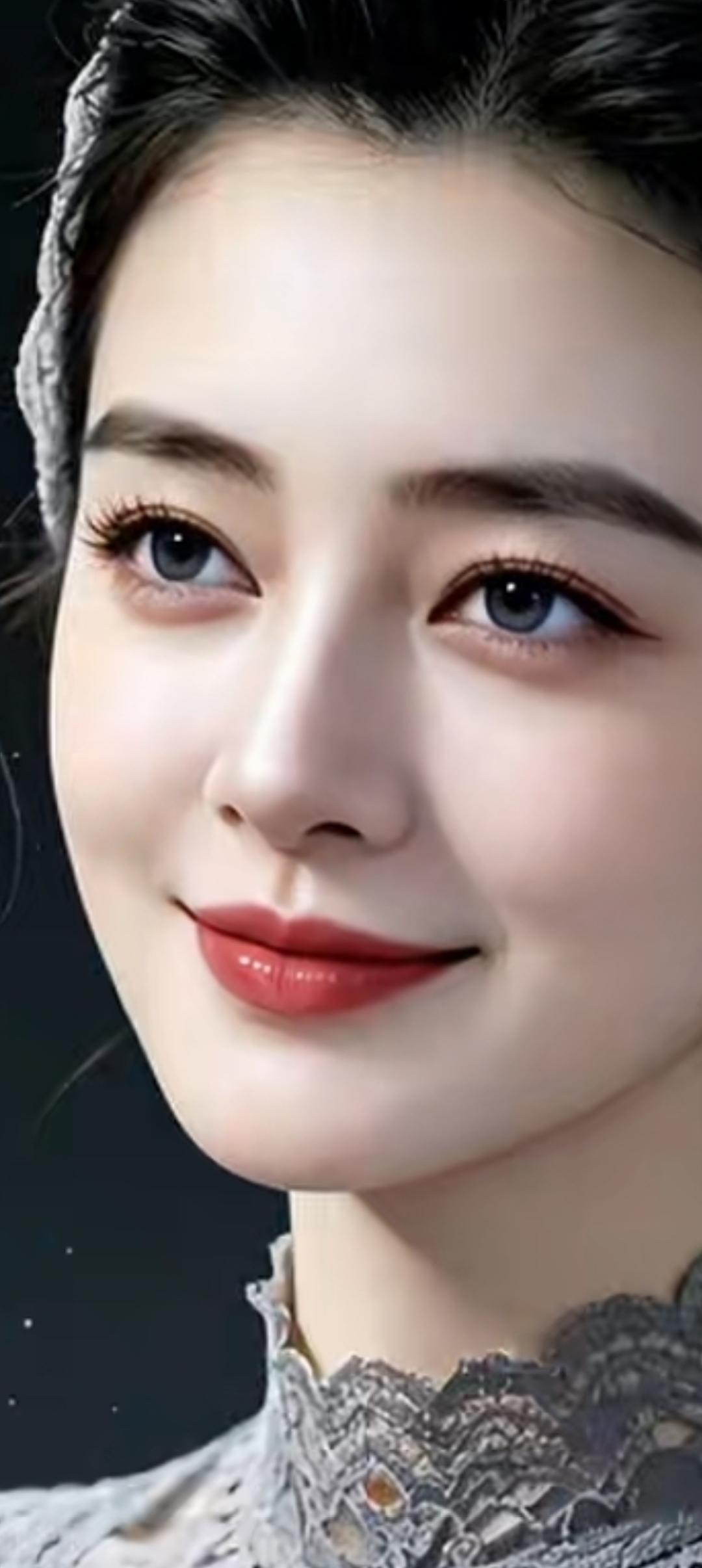 温柔微笑，梦幻眼妆，唯美气质，尽显优雅。