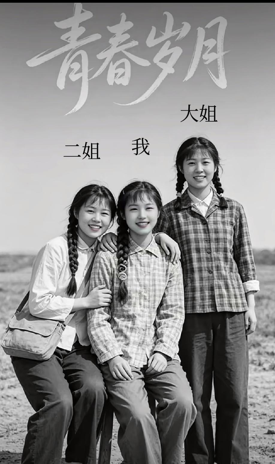 这是70年代，我和两位姐姐在田间地头的一张合影。我们姐妹三人美的各有千秋，就看你