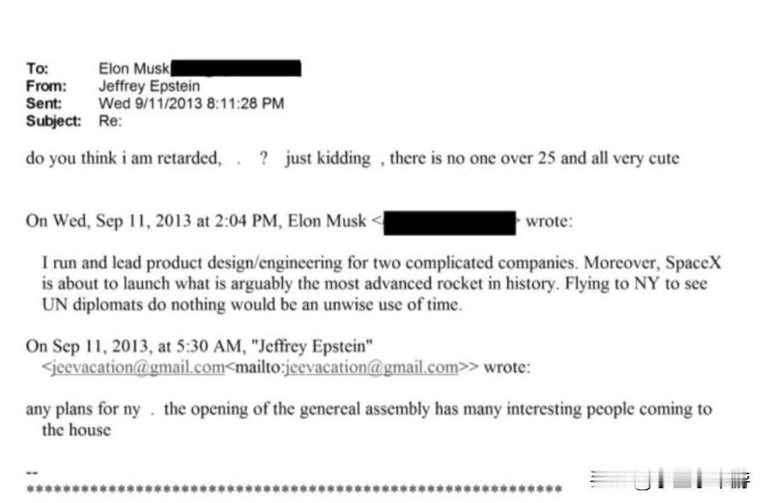 马斯克证实了自己曾与爱泼斯坦（Epstein）有电子邮件往来，他表示网络上有很多