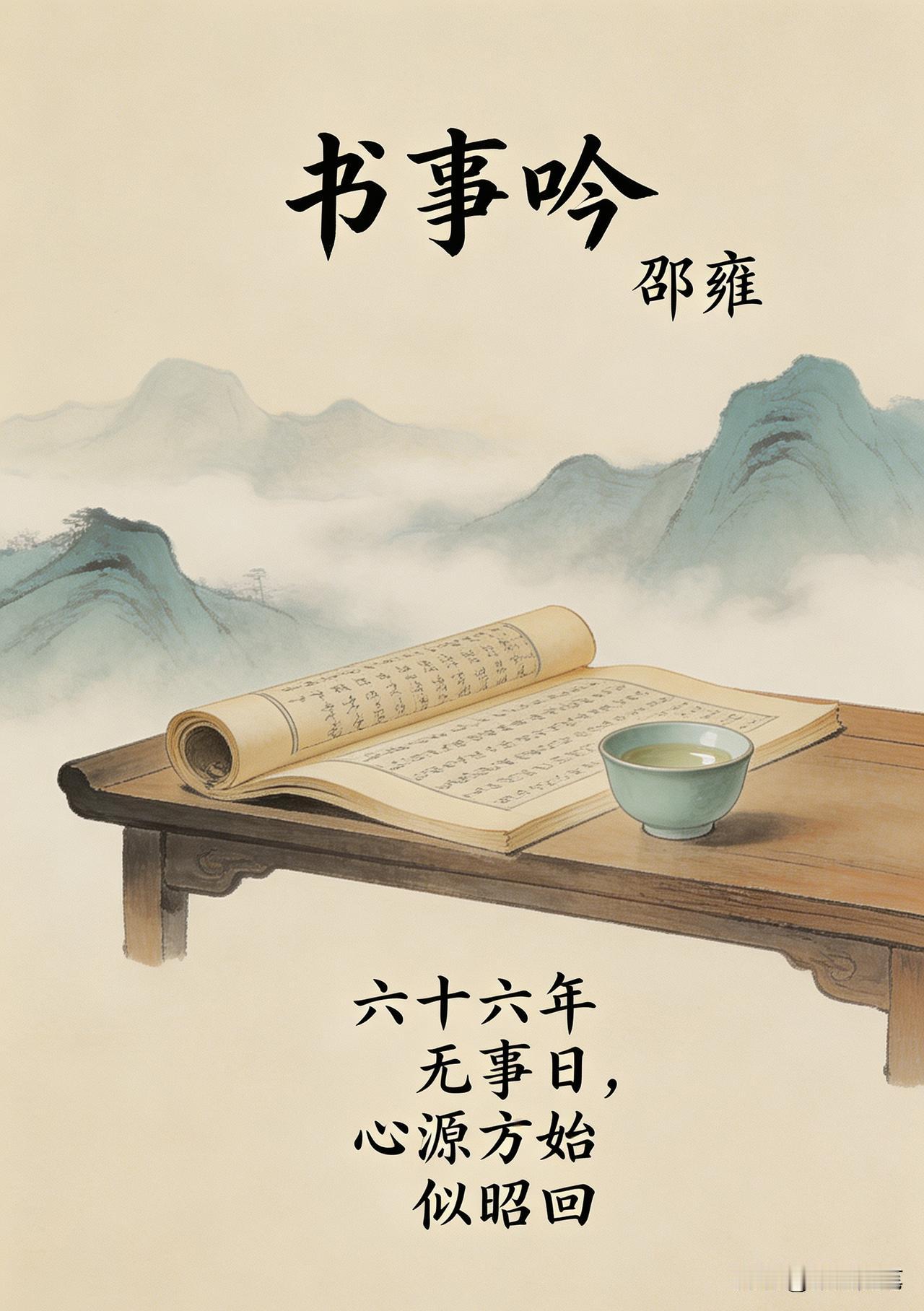 重读邵雍《书事吟》，六十六年悟透人生，感慨心净则万事安。北宋大儒邵雍，一生