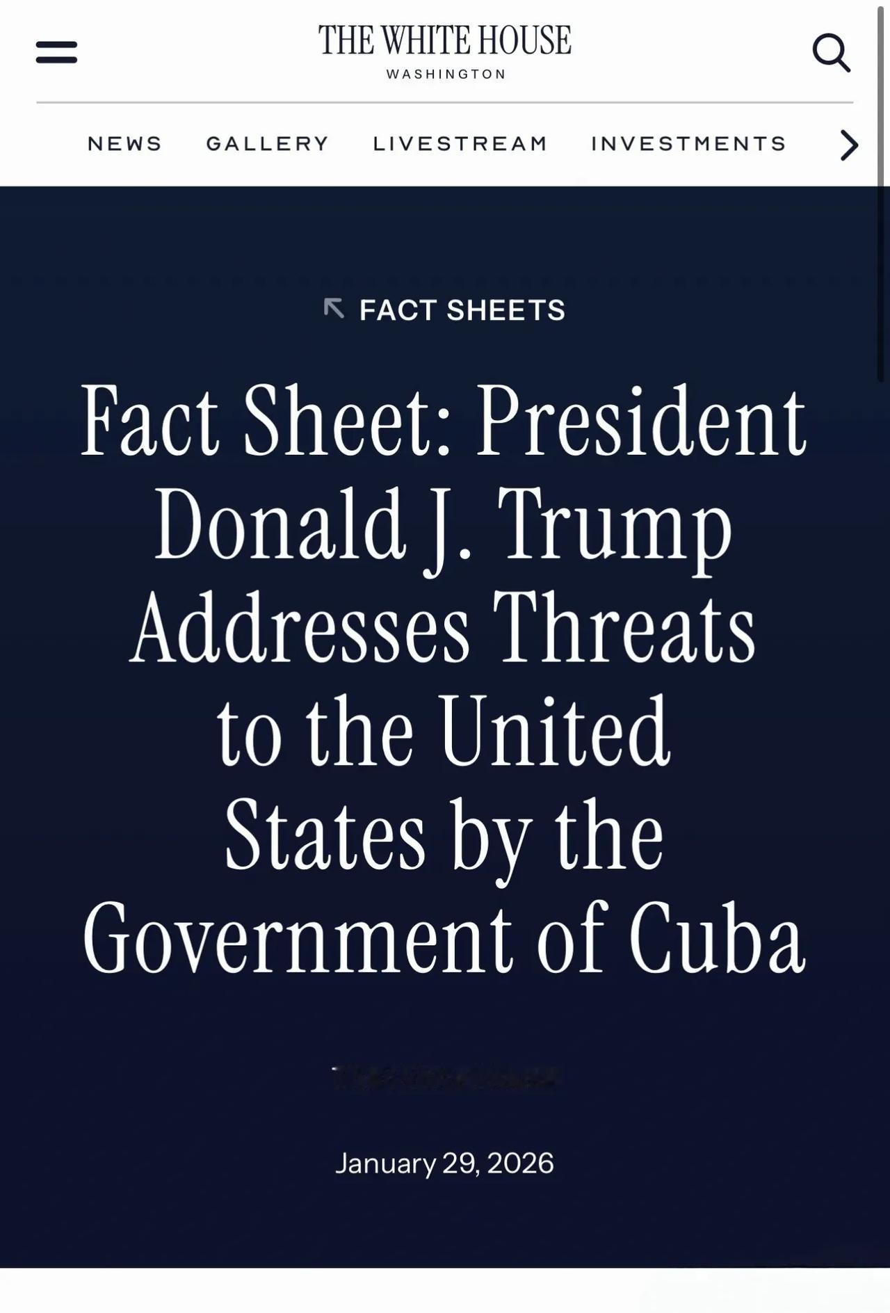 美国对古巴的绞索进一步收紧。美国总统老特刚刚签署了一项行政命令，宣布国家进入紧急