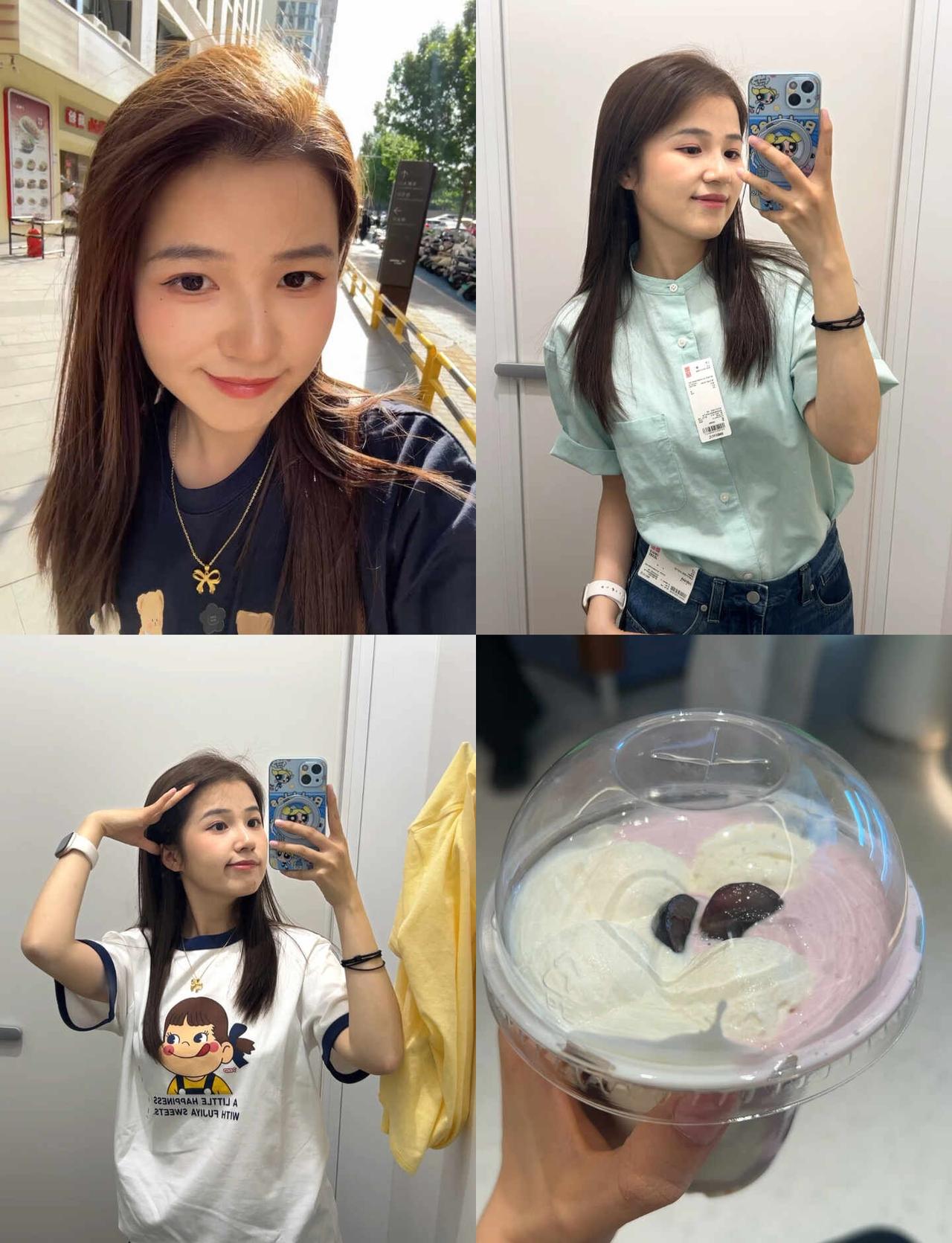 逛吃染发｜优衣库这件t好可爱人生第一次染发！喜欢这个颜色！tony老师的安排