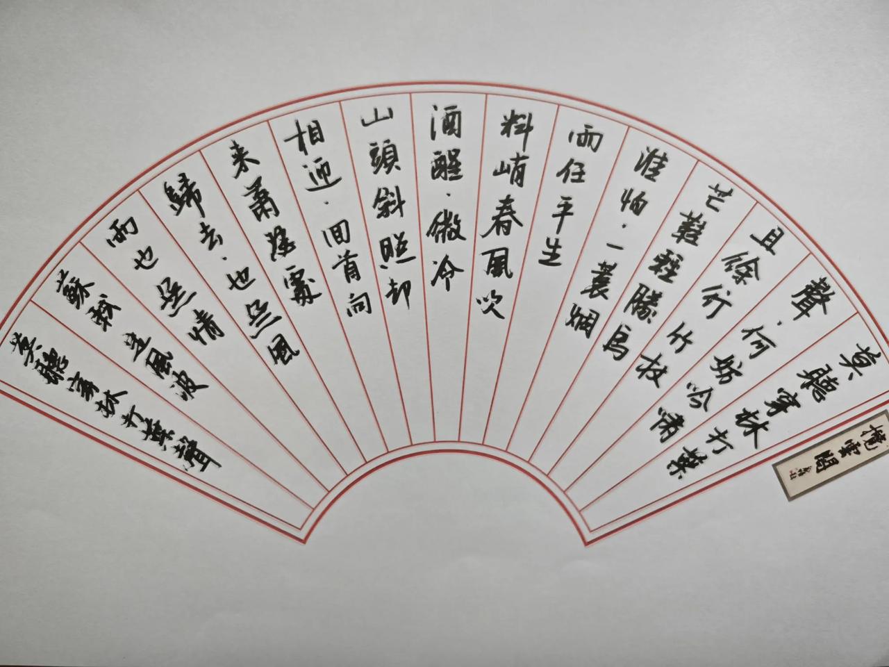 中午休息的时候，用秀丽笔写偶像苏东坡的诗词《定风波》，竹杖芒鞋轻胜马，一蓑烟雨任