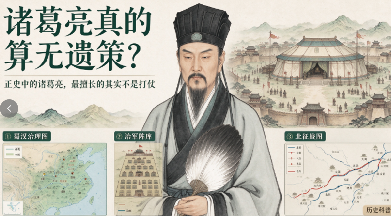 诸葛亮真的算无遗策？正史中的诸葛亮，最擅长的其实不是打仗在《三国演义》里，诸葛亮神机妙算、算无遗策，