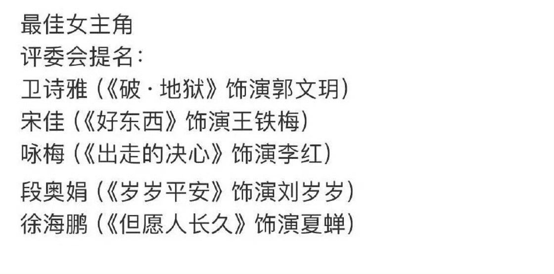金鸡奖最震惊的提名是段奥娟，00花以前还是秀人，创造101出来的秀永一了​​