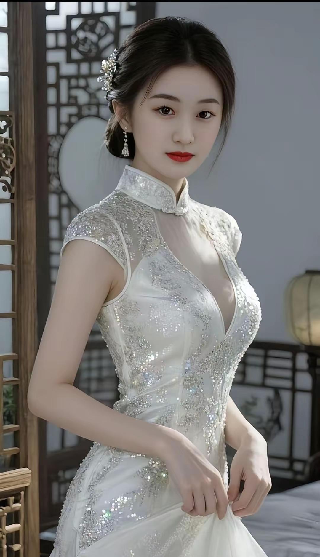 优雅的新娘装，闪耀的婚纱，古典的东方韵味。