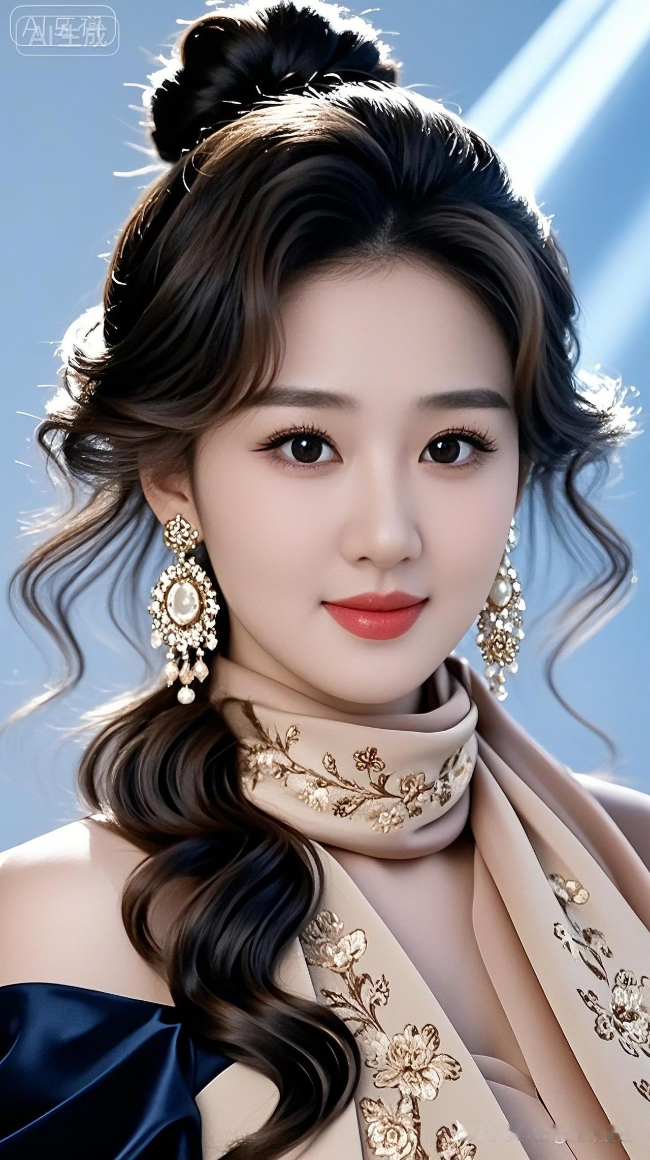 这位美女好漂亮，像画中人一样。