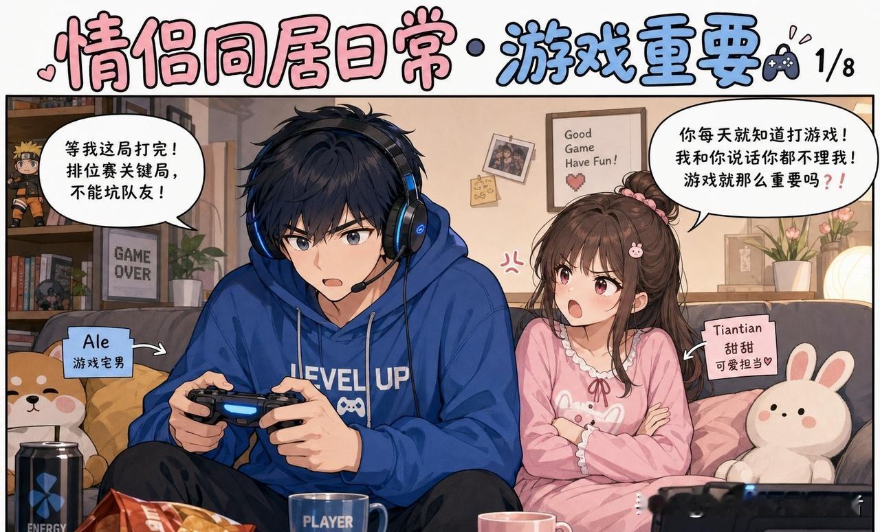 趣味漫画：我打游戏正关键，女朋友凑过来问：“游戏重要我重要？”我说：“游戏。”她