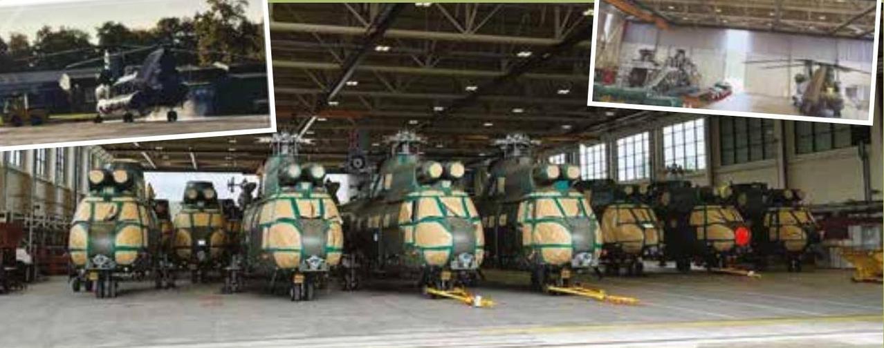 英国皇家空军退役的“美洲狮”HC2直升机机队在本森基地存放和清点的情况，距离其2