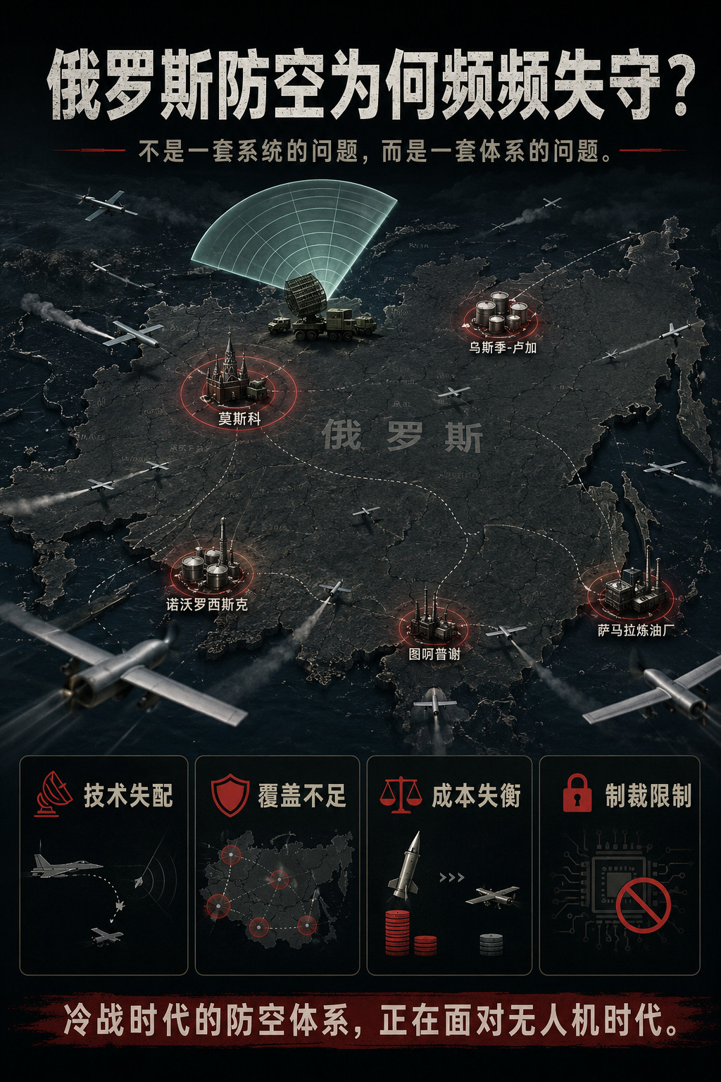 为什么俄罗斯无法有效防范乌克兰人远程无人机打击？Claude对此解答：俄罗斯防空
