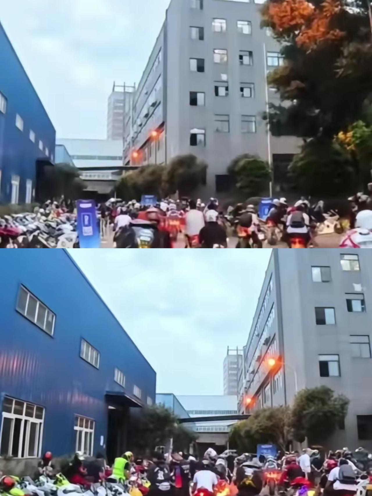 不愧是机车工厂，重庆张雪机车厂区一到上下班就被黑压压的机车阵承包，扑面而来的压迫