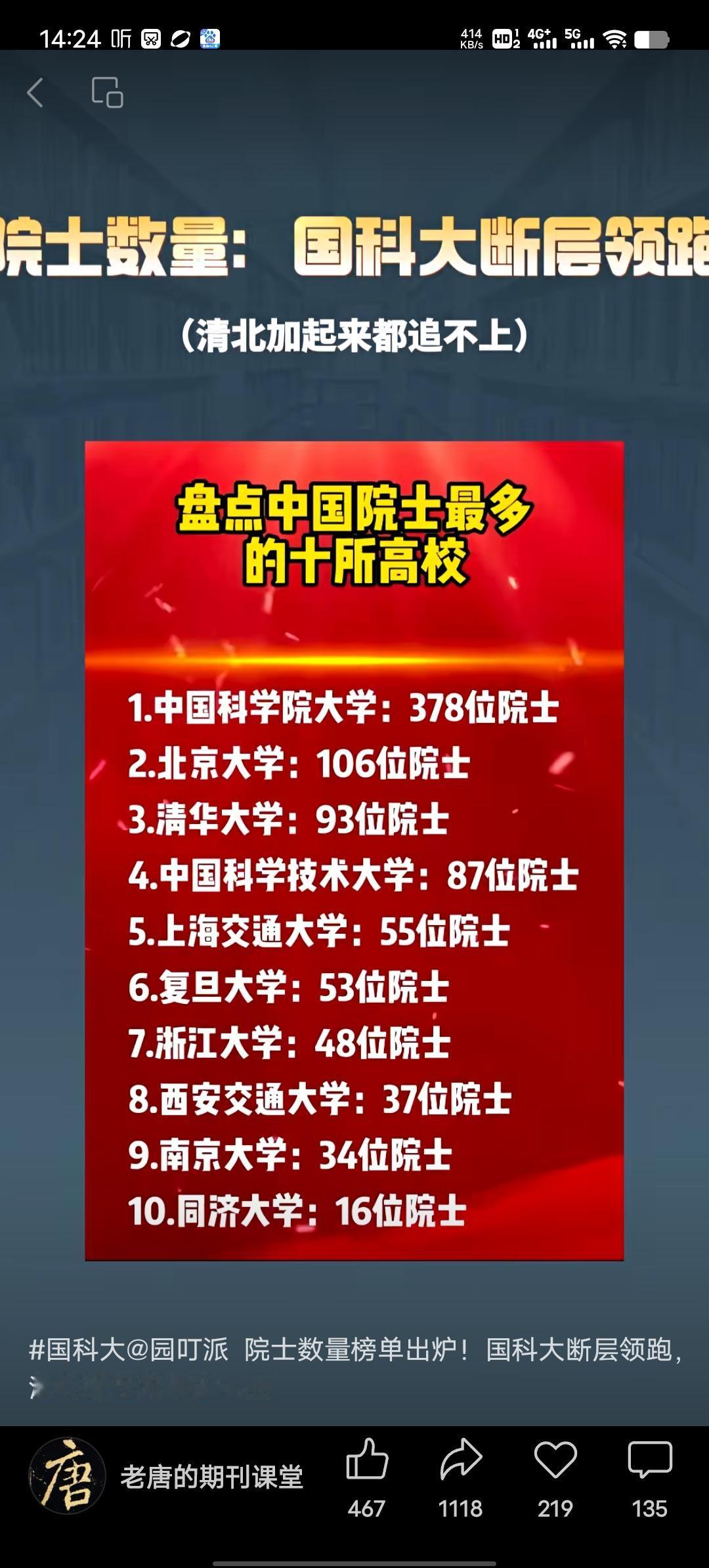 中国高校院士数量有不同统计维度。从培养的两院院士本科就读学校统计，恢复高考后，浙