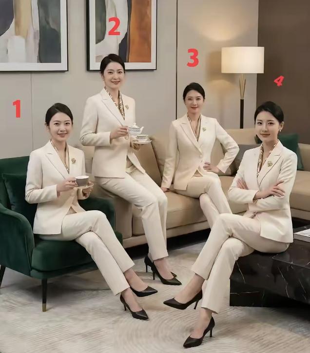 据说这四位美女是同一机关单位里的干部，其中有一位年近四十仍单身未婚，哥，你能辨别