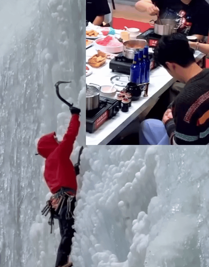 王一博粉丝神剪辑炸了：火锅冰块直接飞到攀冰现场！摩托姐姐一句