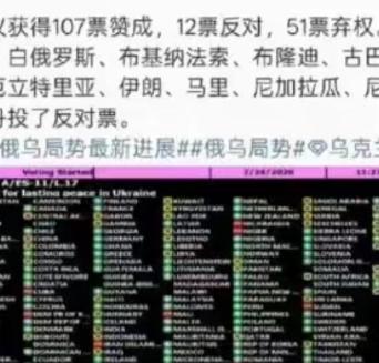 弱国无外交啊！选择支持乌克兰的国家只有107个，但是选择支持俄罗斯的国家，居
