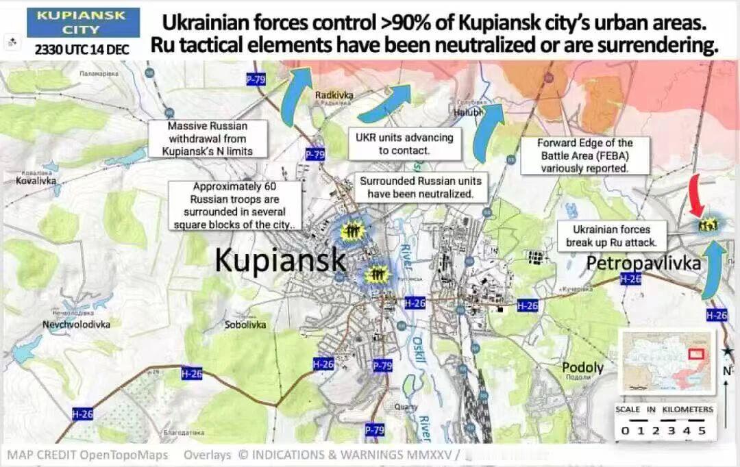 战场上，库皮扬斯克方向，乌克兰军队凭借最近的解放和持续的清剿行动，对城市保持着牢
