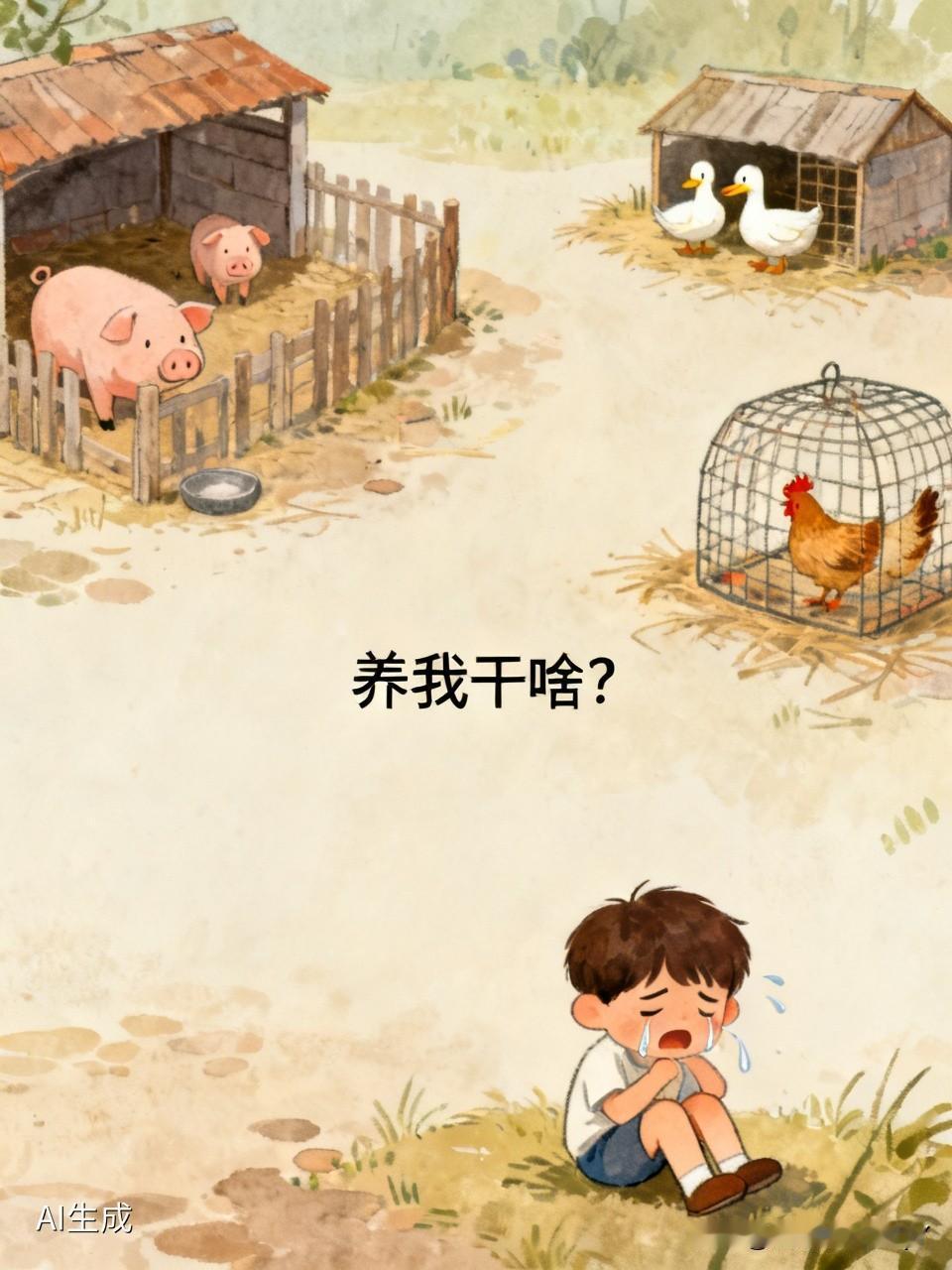 小男孩与爸爸的对话，没想到把小男孩给吓哭了。在家里，小男孩问爸爸：“爸爸，你养