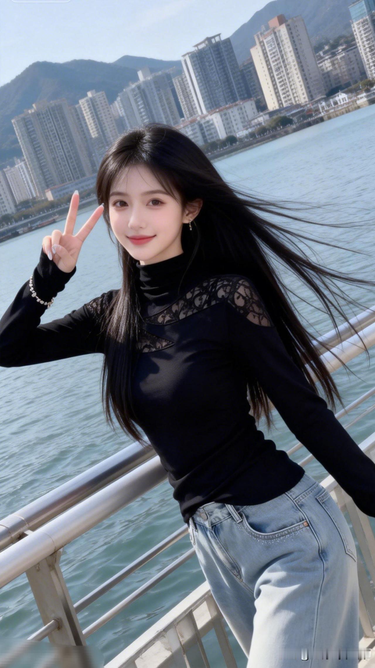 海边打卡，元气少女🌊👗💕分享甜美小姐姐随手拍