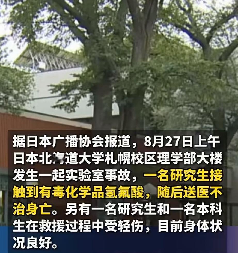 8月27日上午8时30分，日本北海道大学扎晃理学部大楼实验室内，氢氟酸（俗名化骨