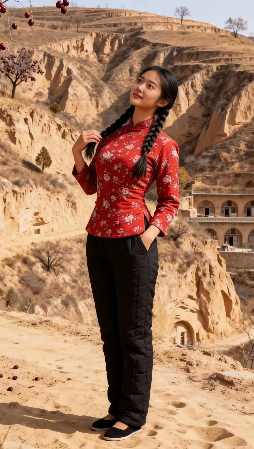 对联上联：黄土高坡；下联：[作揖][作揖][作揖]。