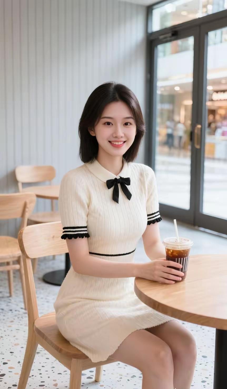 元气满满的咖啡时光，甜美少女风穿搭