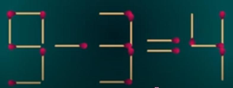 宝子，目光锁定！这是火柴棒搭成的等式“9-3=4”。咱今儿玩个烧脑小游