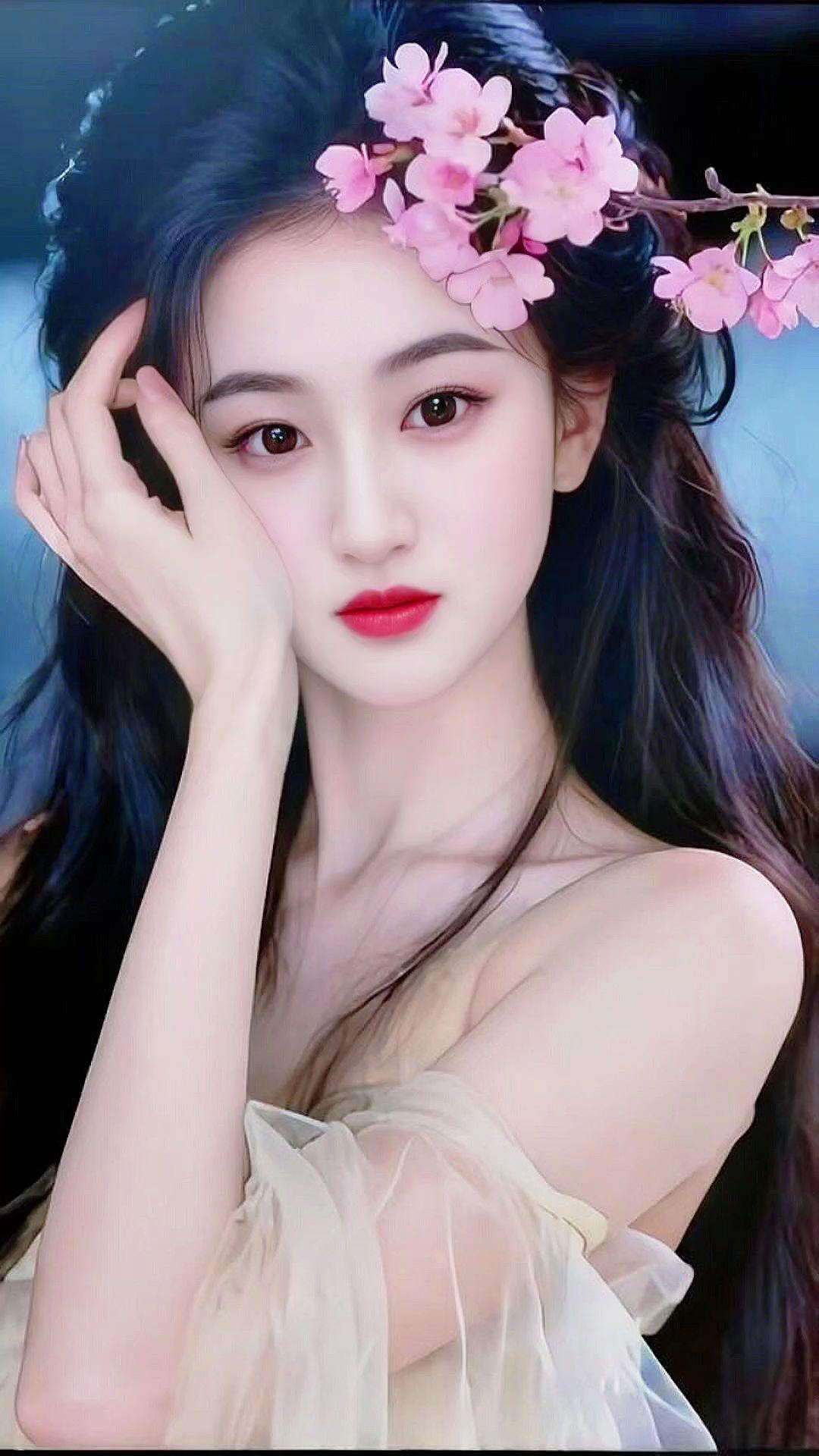 鲜花造型美图分享甜美女神手机摄影甜美女孩