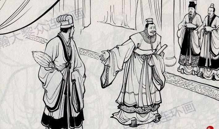 诸葛亮欲六出祁山，向刘禅请旨。太史出班谏阻，说有几万只鸟从南边飞来，投汉水而死；