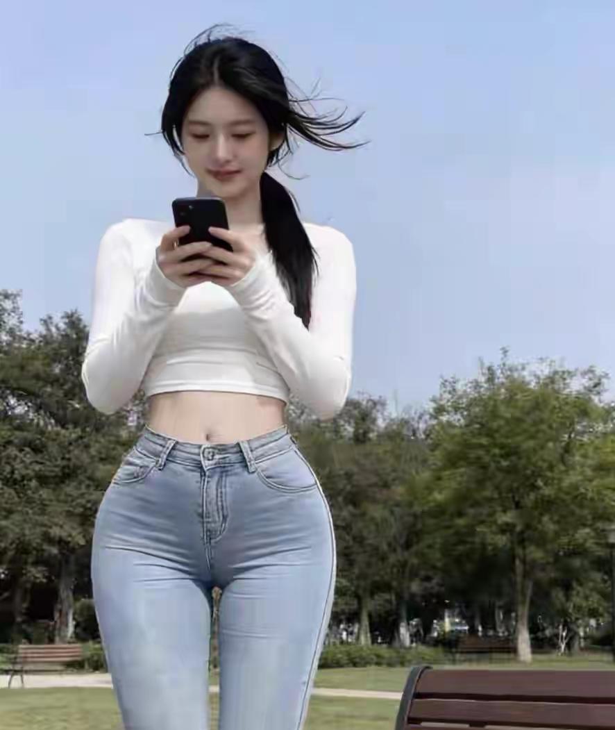 阳光正好，微风不燥，在公园的长椅旁，随手定格下这帧治愈画面。白上衣勾勒出舒