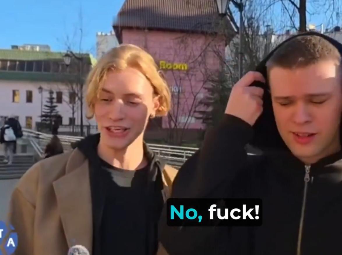 【莫斯科的路人被问到：“你对明天有信心吗？”】答案？彻头彻尾的混乱。年轻小伙子