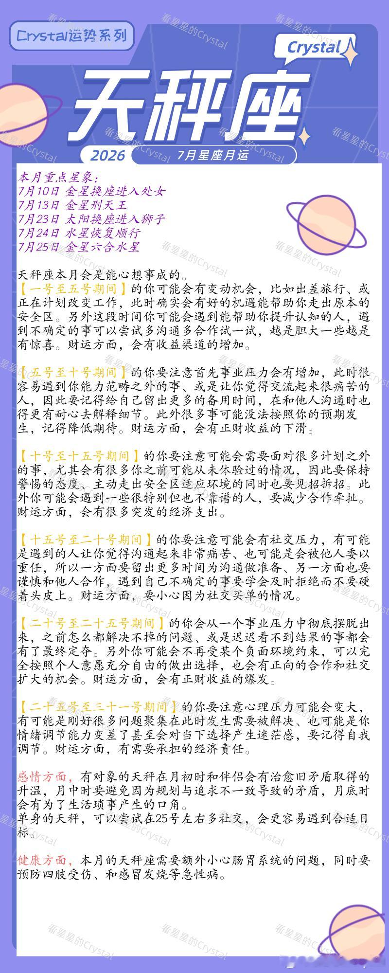 十二星座7月月运内驱力很强的一个月来咯～🔮【本月重点星象】：7月7日海王星逆