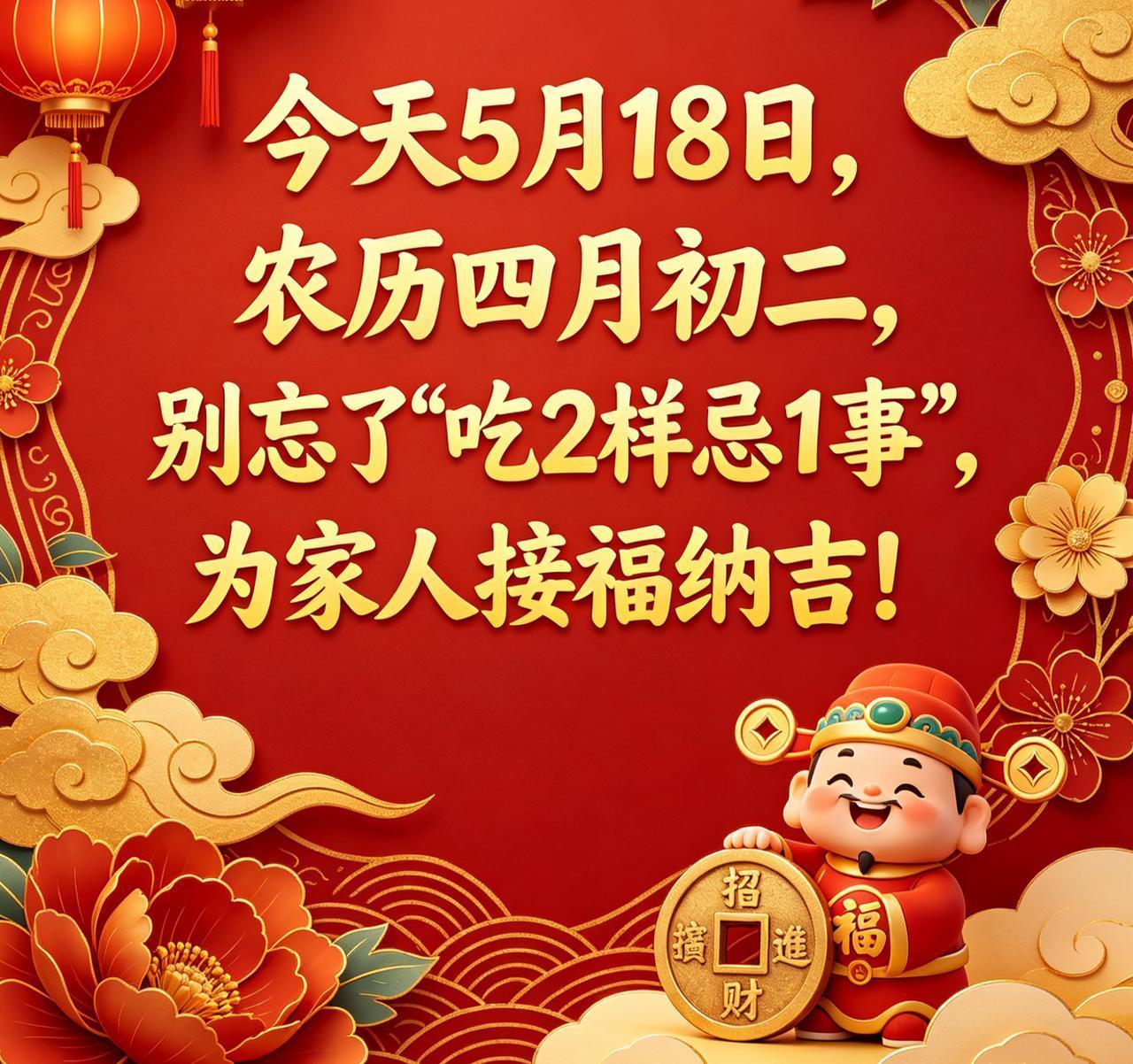 【今天5月18日！牢记“吃2样忌1事”，老规矩别当耳旁风，招财纳福保平安！】
