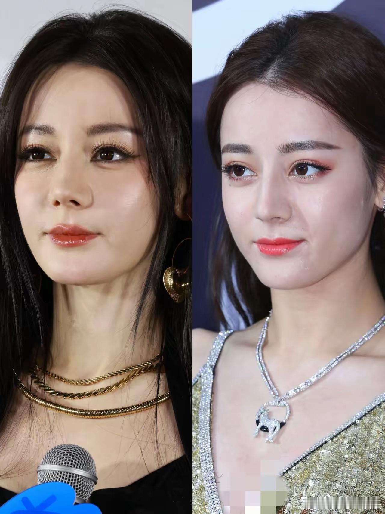 迪丽热巴变了以前她的脸型偏细长，鼻子高挺，气质清冷。现在整个脸饱满又光滑，胶原蛋