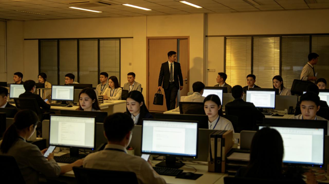 周五下午六点，办公室没人动弹。都在等老板先走。十分钟，二十分钟，老板办公室的