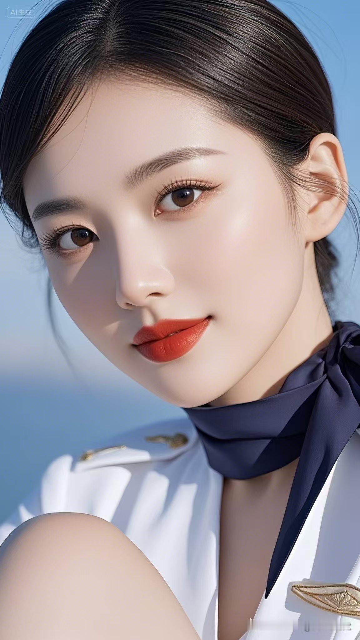 美女图也太绝了吧！这精致脸蛋和制服，一眼沦陷，美到犯规！