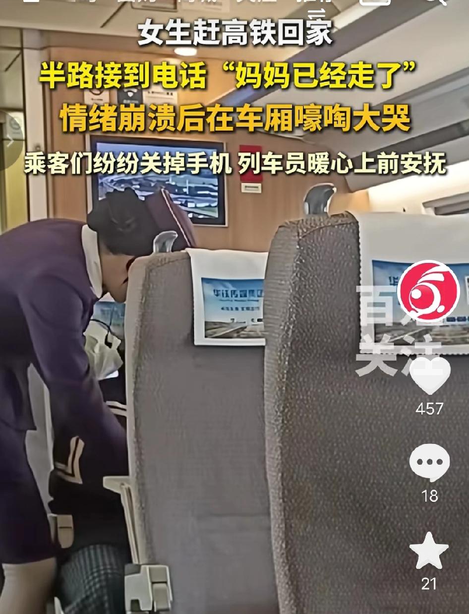 破防了！安徽高铁上，一名女孩接到母亲离世的电话后当场崩溃哭喊，全车乘客竟不约而同