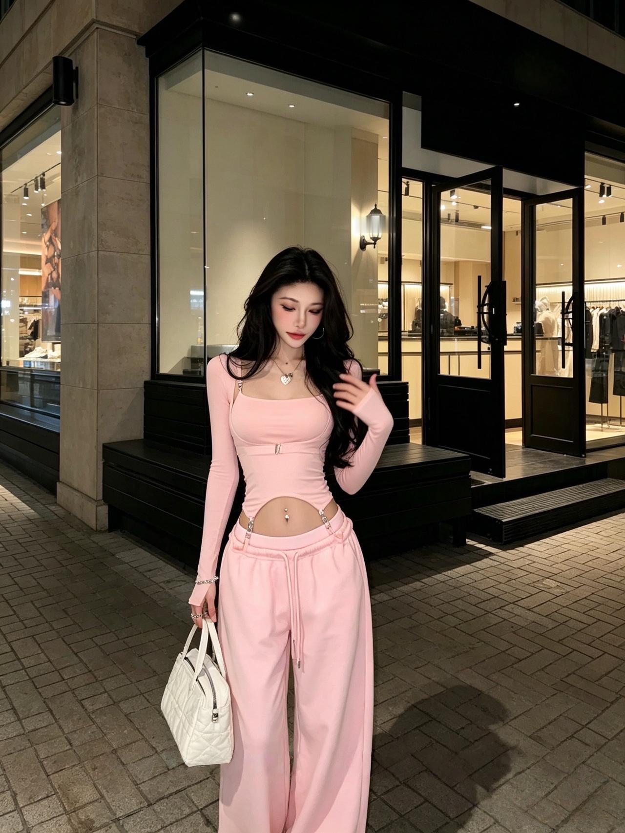 ootd穿搭高智感穿搭毫不费力显身材穿搭粉色系运动套装