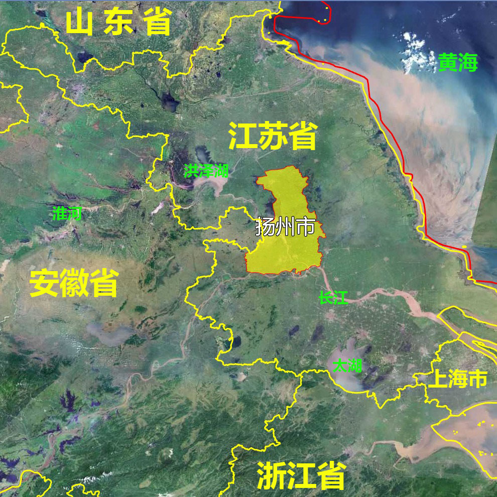 7张地形图快速了解江苏省扬州各市辖区县市