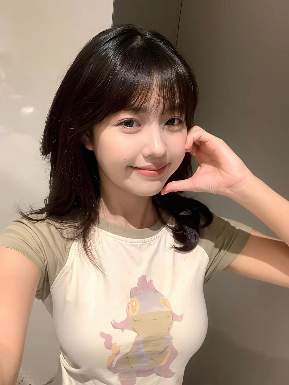 少女穿搭风格，元气少女萌趣小恐龙T恤，笑容甜美，乖巧可爱活泼动人甜美t恤女甜美