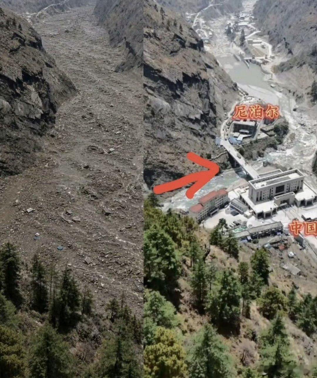 吉隆口岸沿途挂满衣物碎片吉隆口岸沿途全是钢筋残骸，上面挂满了衣服的碎片[哭哭][泪