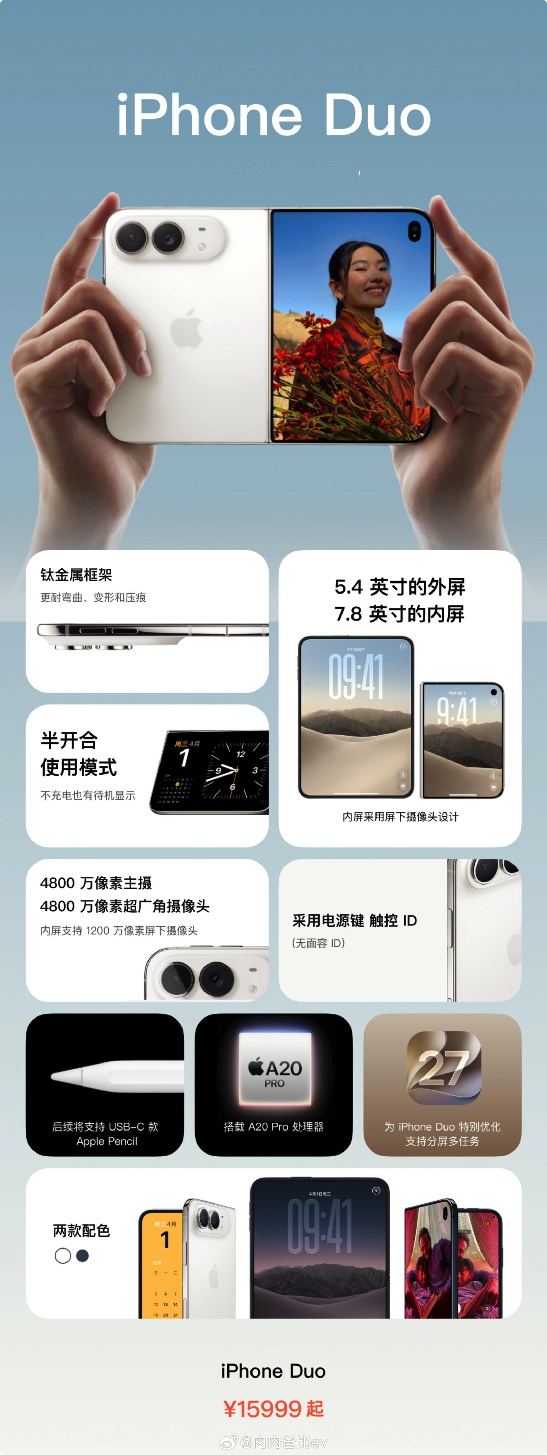 苹果发布会一图精美，iPhoneDuo确实贵，但应该不愁卖256G不会有那么