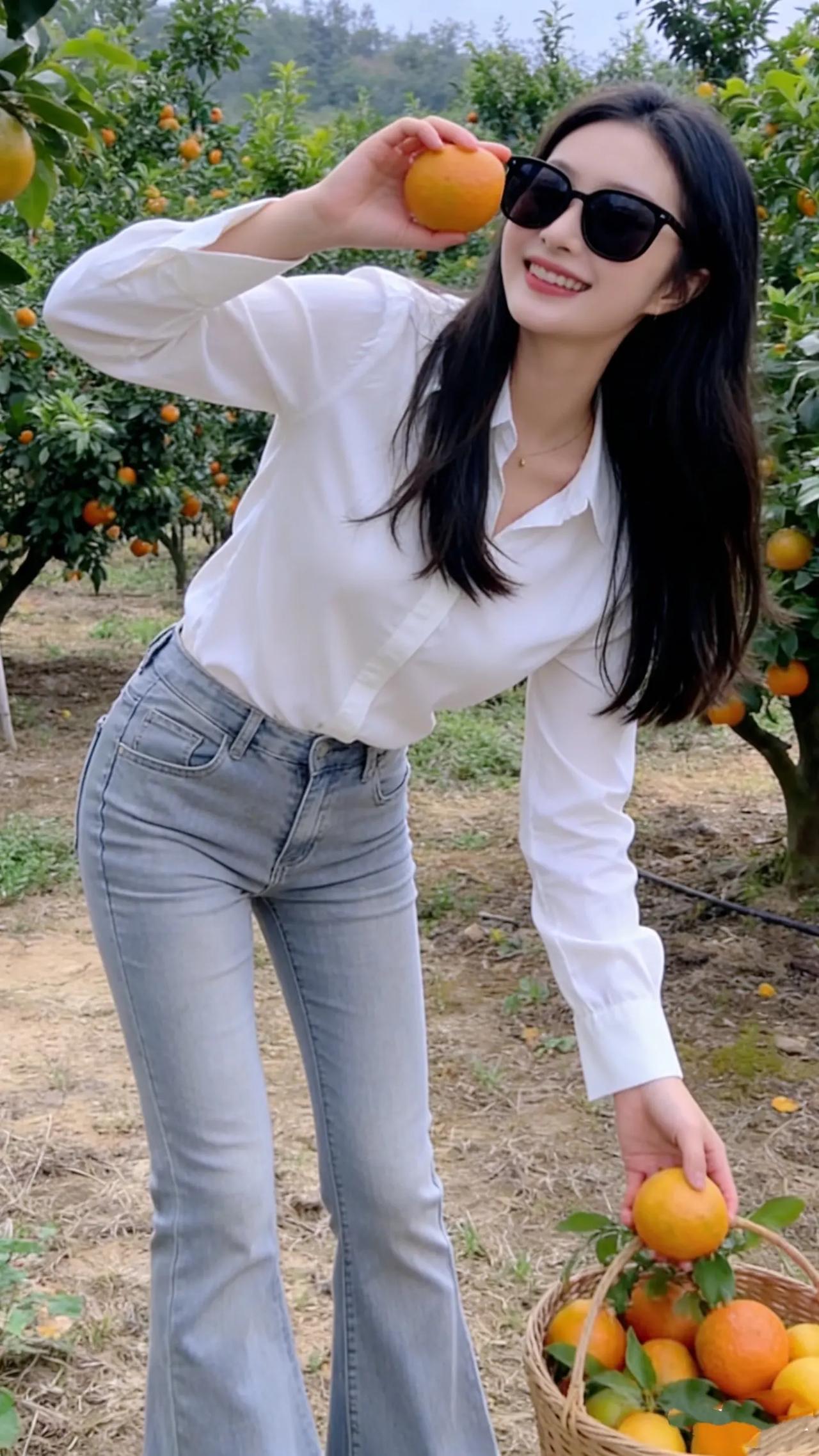 橙香满径，笑语盈盈。